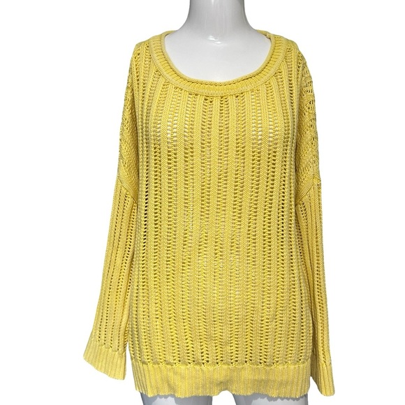 Tribal Yellow Crew Neck Sweater with Ribbed Knit - Picture 5 of 5